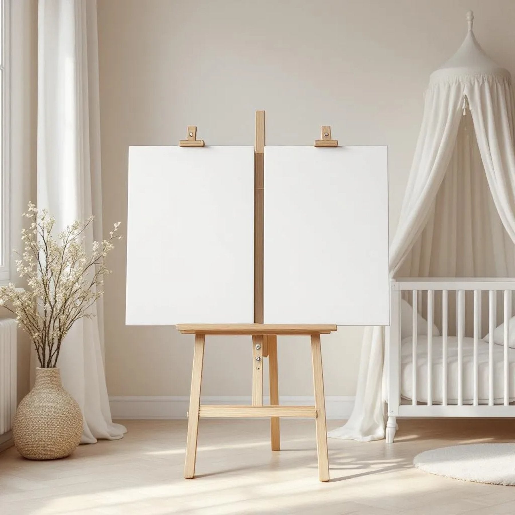 Nursery Premium Interior Mockup — Plain Square Frame Portrait 2:3 — Perspective View — #02897 | MockupBulk