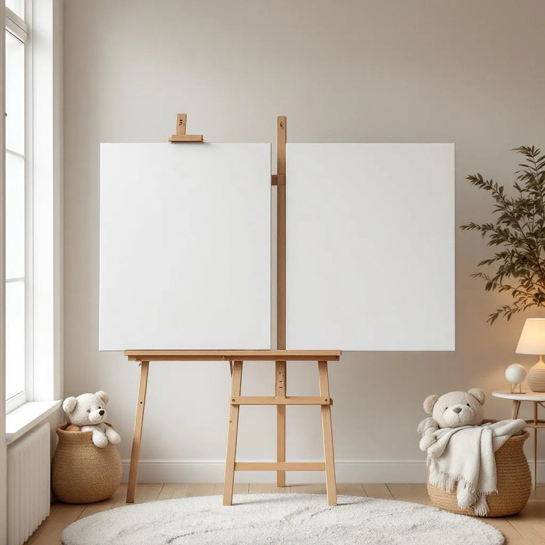 Nursery Editorial Room Mockup — Plain Square Frame Portrait 2:3 — Perspective View — #02898 | MockupBulk