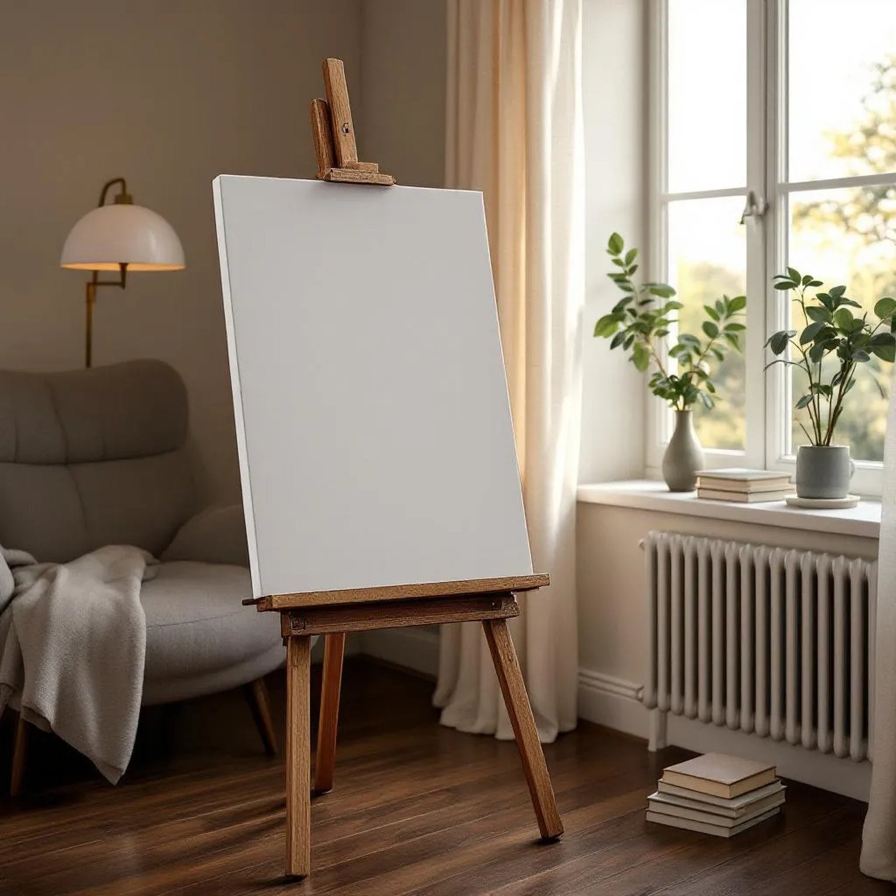 Reading Nook Wall Art Mockup — Plain Square Frame Portrait 2:3 — Perspective View — #03013 | MockupBulk