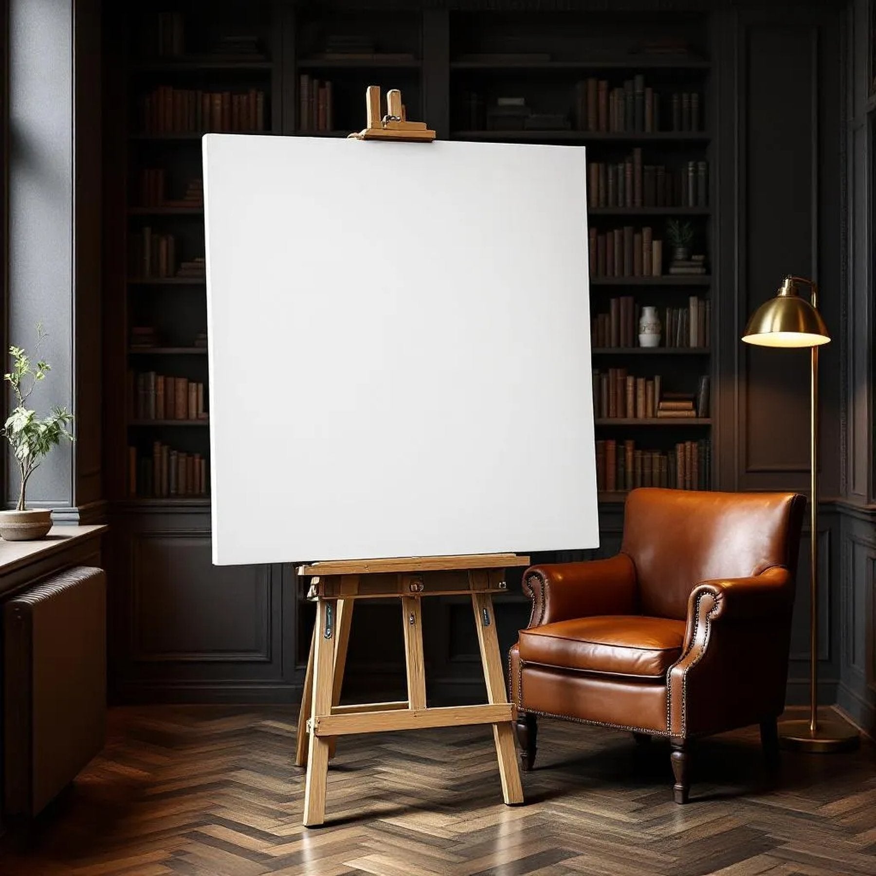 Reading Nook Premium Interior Mockup — Plain Square Frame Portrait 4:5 — Perspective View — #03015 | MockupBulk