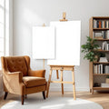 Reading Nook Wall Art Mockup — Plain Square Frame Portrait 2:3 — Perspective View — #03017 | MockupBulk