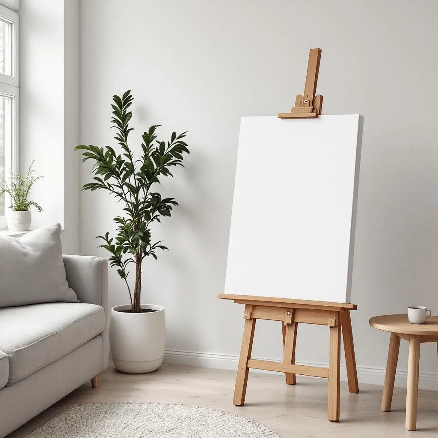 Scandinavian Styled Room Mockup — Plain Square Frame Portrait 2:3 — Perspective View — #02725 | MockupBulk