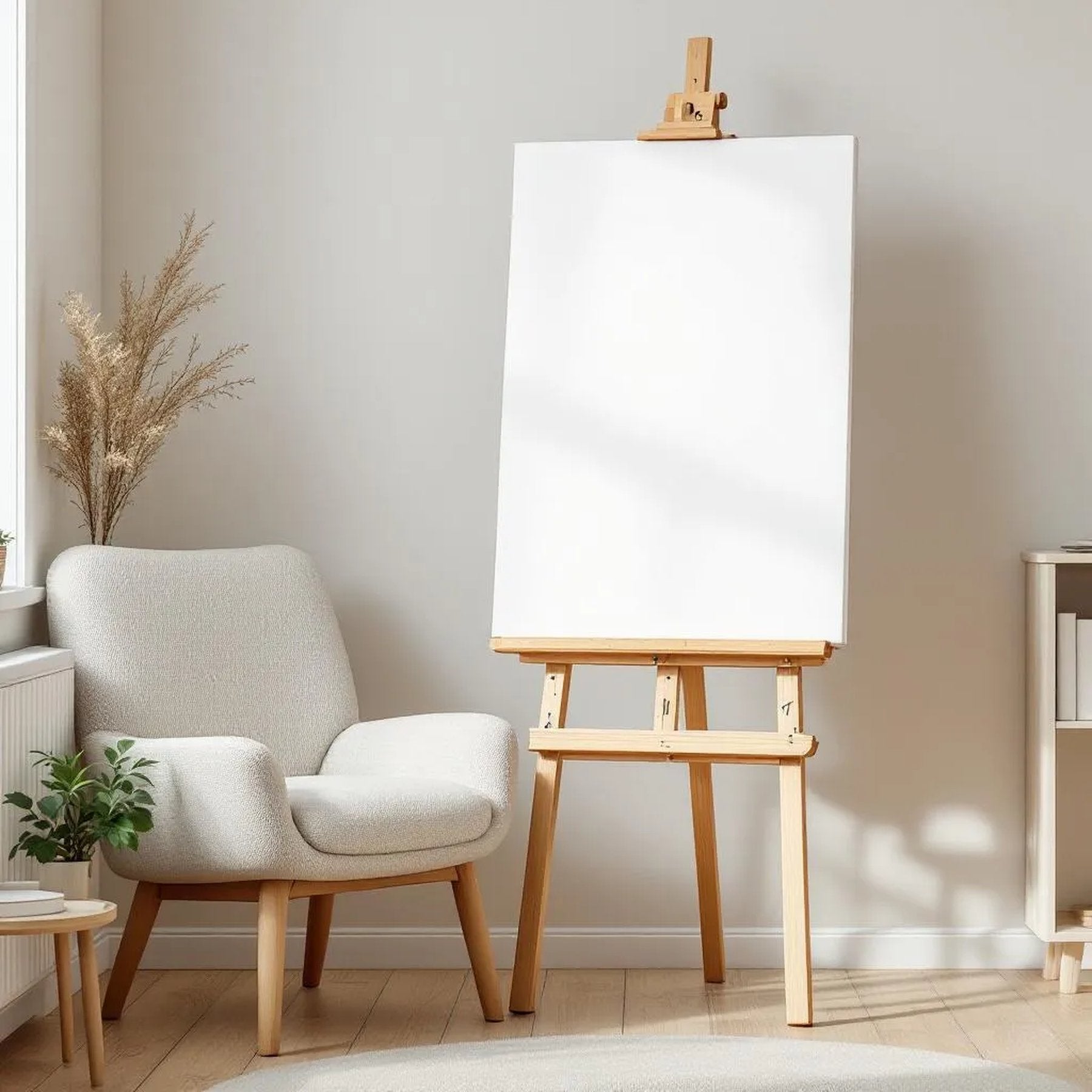 Scandinavian Wall Art Mockup — Plain Square Frame Portrait 2:3 — Perspective View — #02729 | MockupBulk