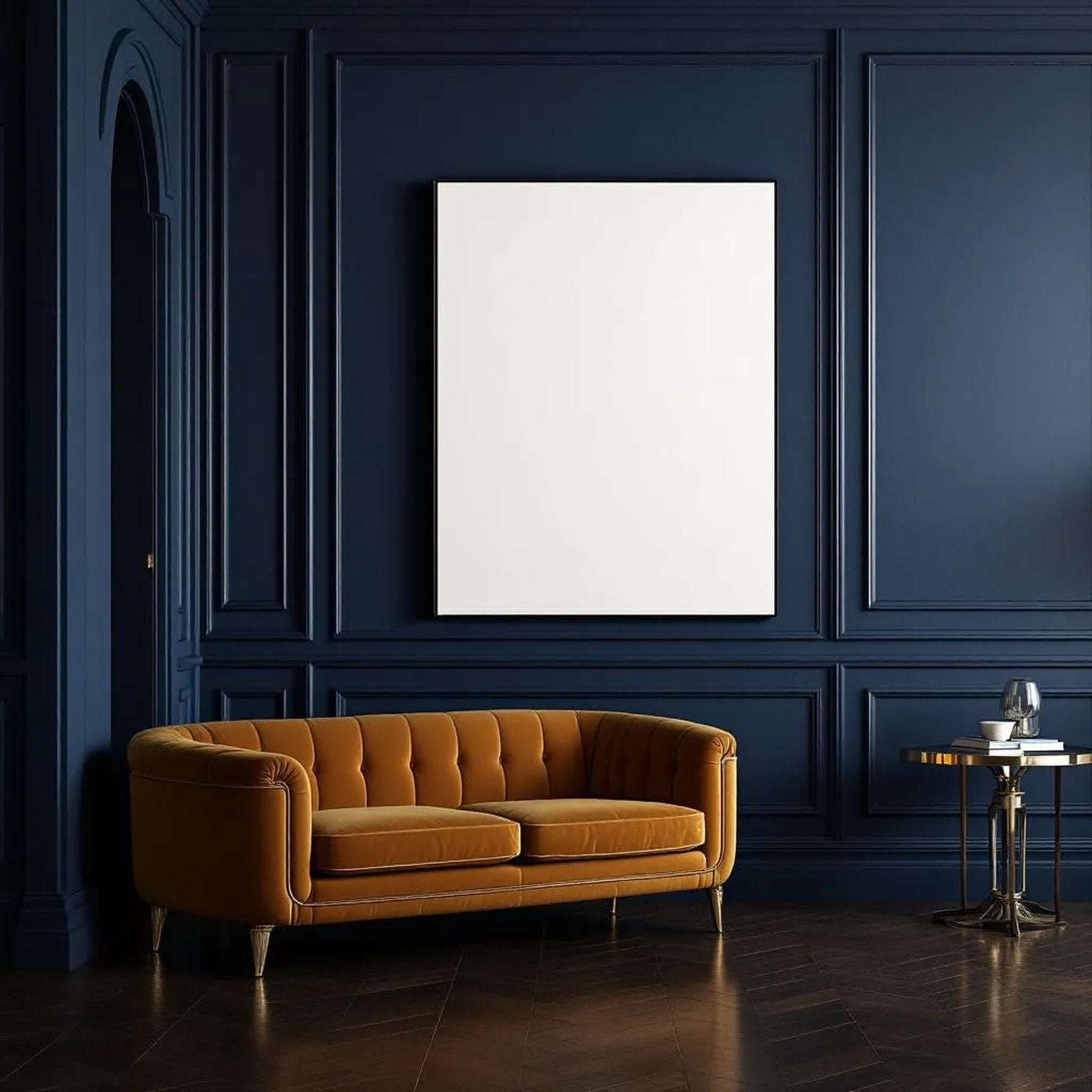 Art Deco Interior Frame Mockup — Plain Square Frame Landscape 11x14 — Perspective View — #02816 | MockupBulk
