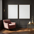 Art Deco Editorial Room Mockup — Plain Square Frame Portrait 2:3 — Perspective View — #02818 | MockupBulk