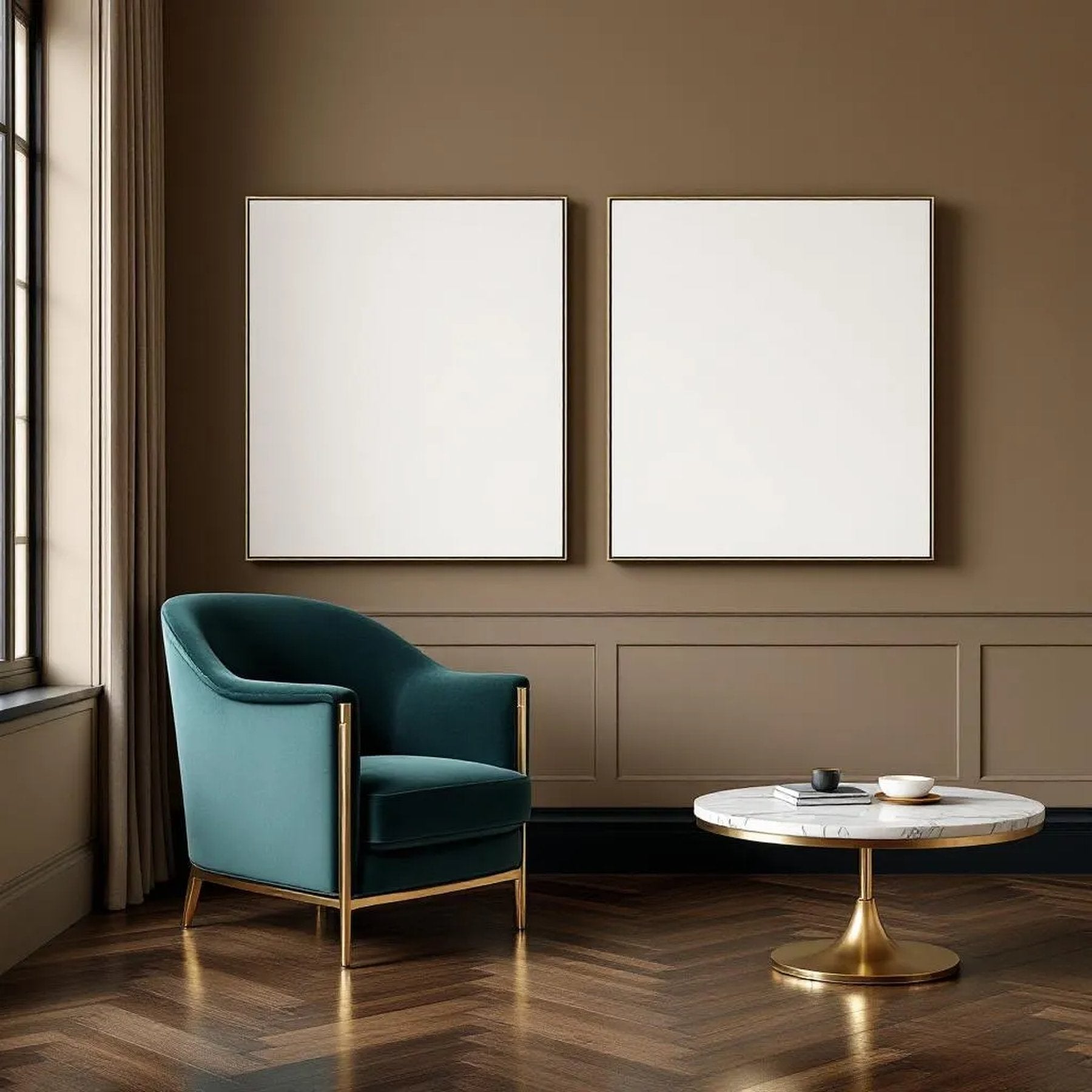Art Deco High-Res Frame Mockup — Plain Square Frame Portrait 2:3 — Perspective View — #02820 | MockupBulk