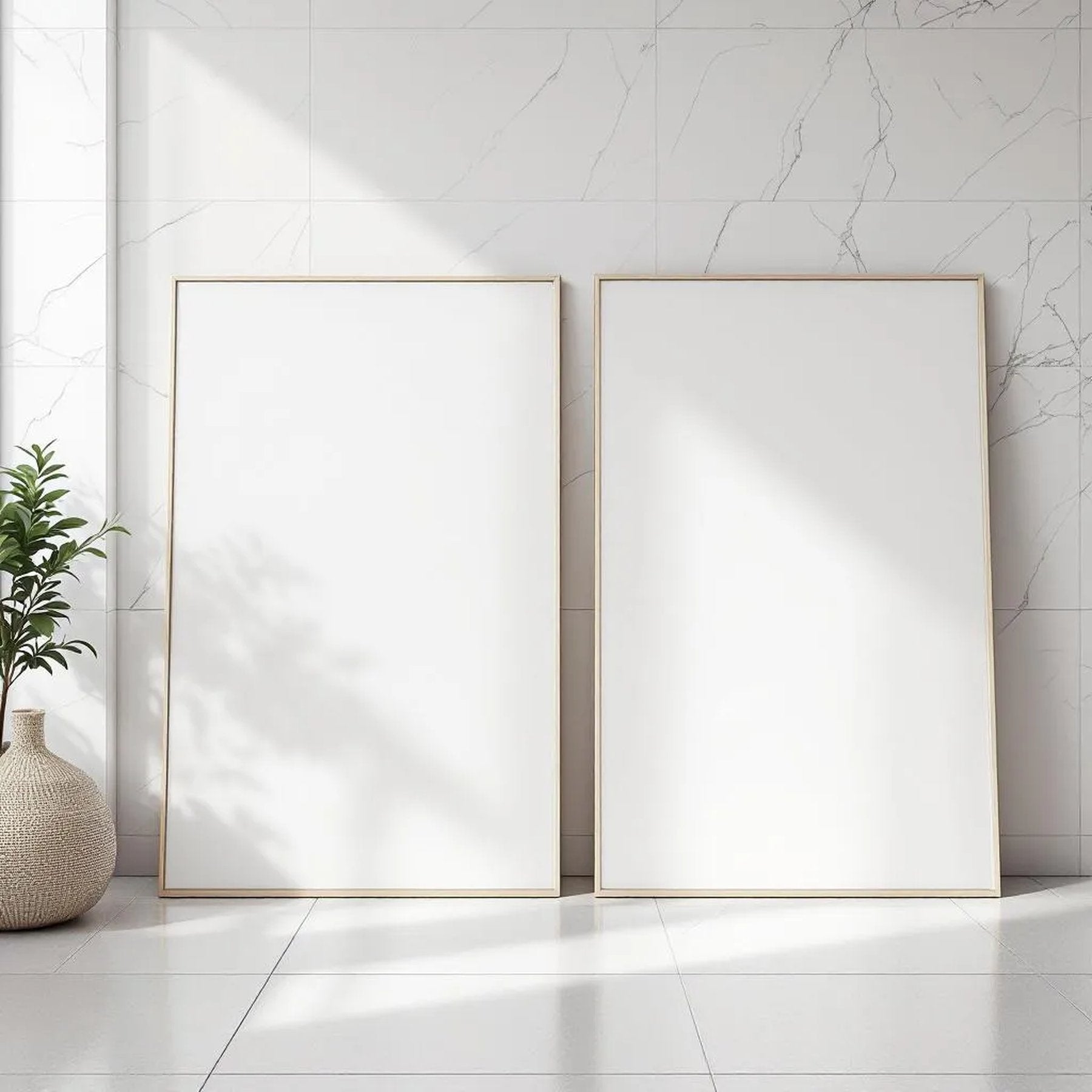 Spa Bathroom Lifestyle Frame Mockup — Plain Square Frame Portrait 2:3 — Perspective View — #03034 | MockupBulk