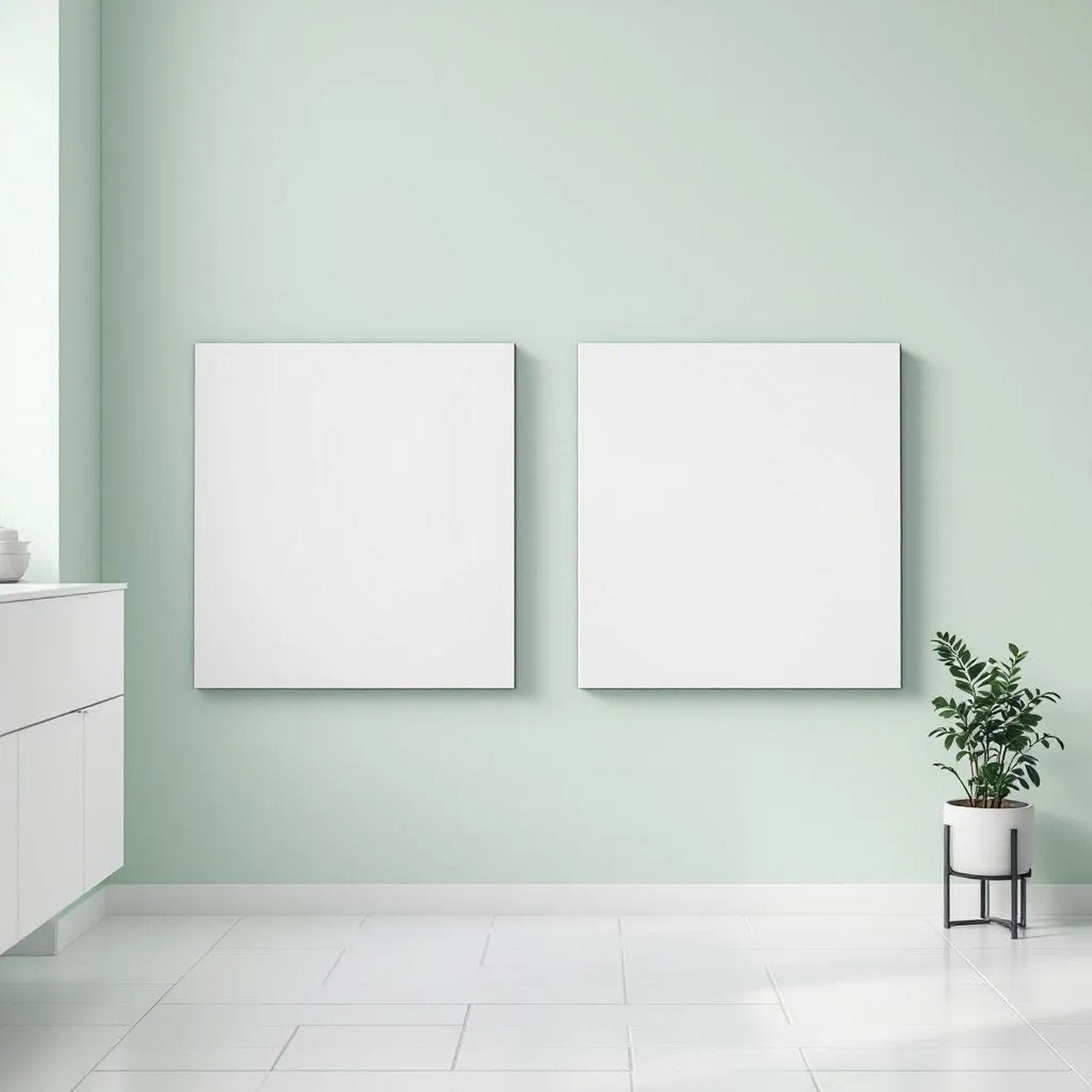 Spa Bathroom Wall Art Mockup — Plain Square Frame Square 1:1 — Perspective View — #03036 | MockupBulk