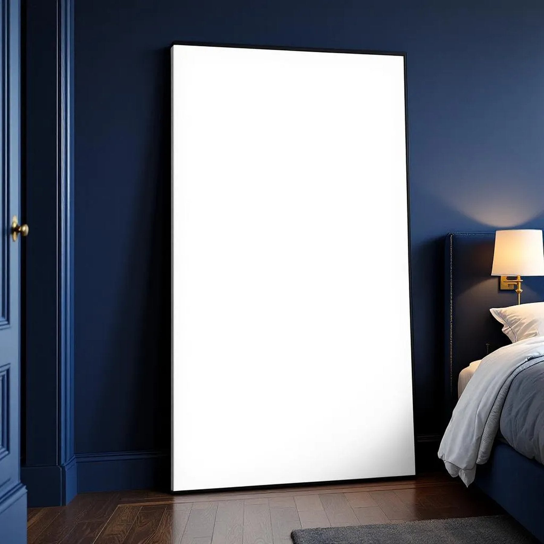 Dark Bedroom Professional Frame Mockup — Plain Square Frame Portrait 2:3 — Perspective View — #02791 | MockupBulk