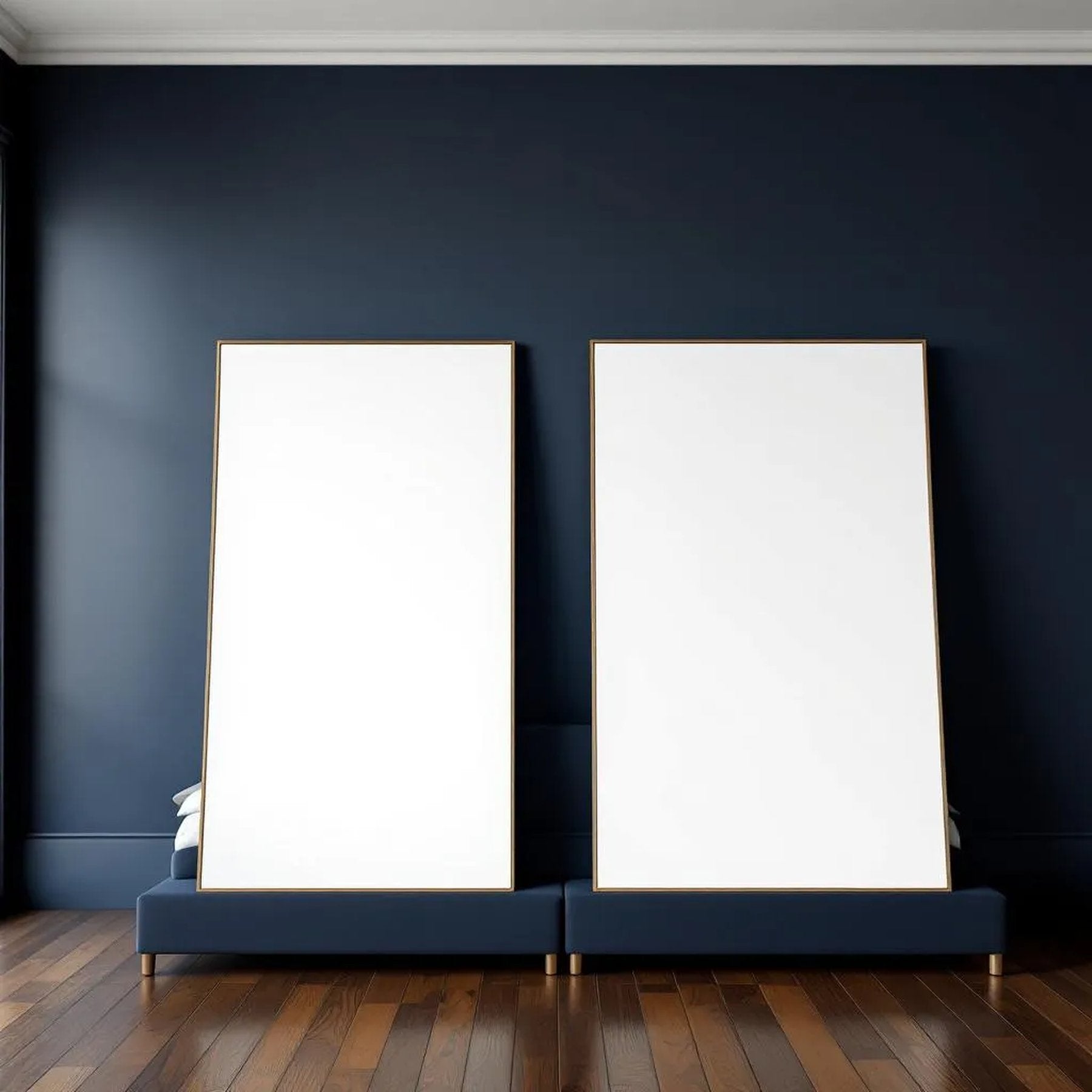 Dark Bedroom Premium Interior Mockup — Plain Square Frame Portrait 2:3 — Perspective View — #02794 | MockupBulk
