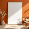 Boho Living Room Frame Display Mockup — Plain Square Frame Portrait 4:5 — Perspective View — #03127 | MockupBulk