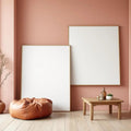Boho Living Room Premium Interior Mockup — Plain Square Frame Square 1:1 — Perspective View — #03132 | MockupBulk