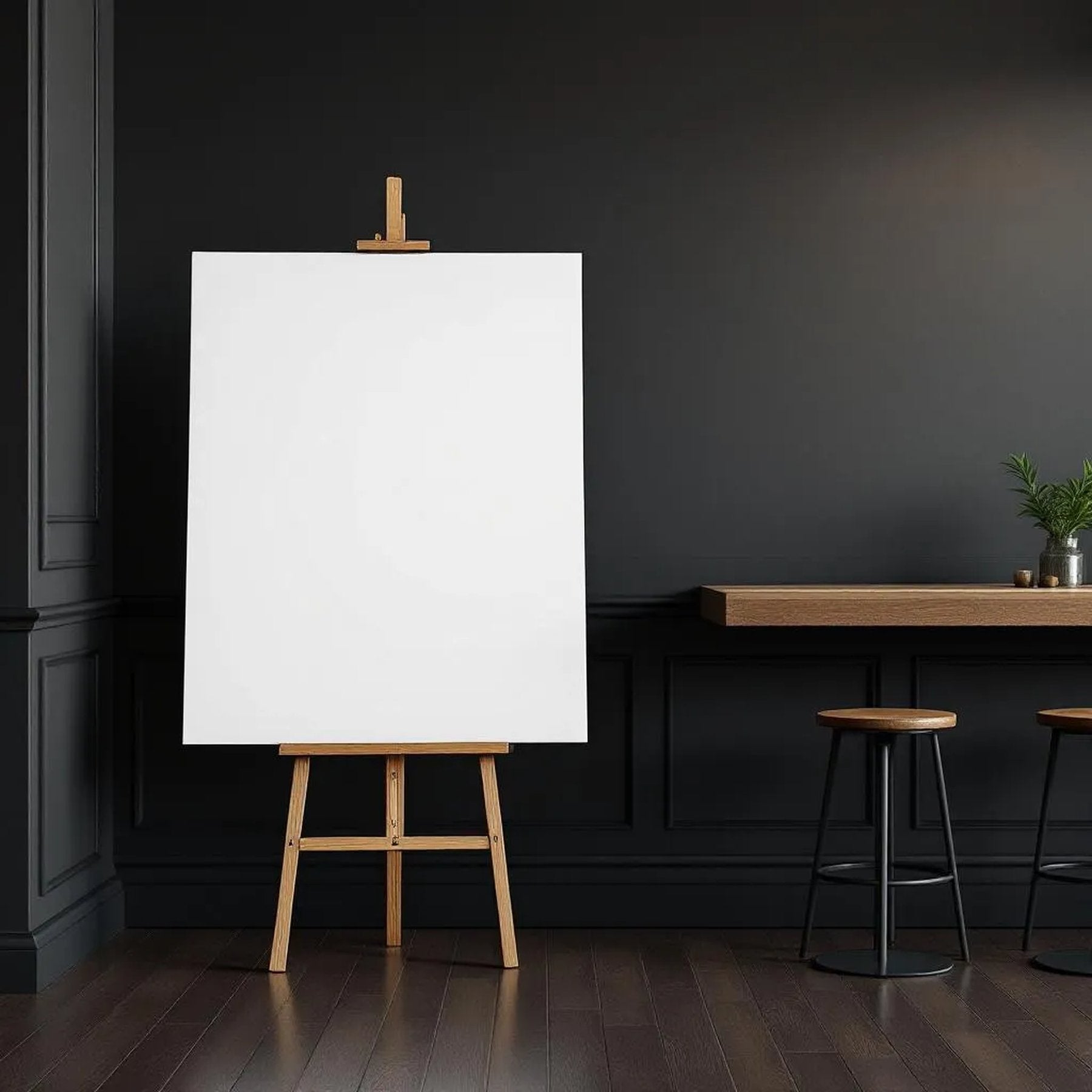 Cafe & Bar Professional Frame Mockup — Plain Square Frame Portrait 4:5 — Perspective View — #03056 | MockupBulk