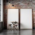 Cafe & Bar Premium Interior Mockup — Plain Square Frame Landscape 3:4 — Perspective View — #03058 | MockupBulk