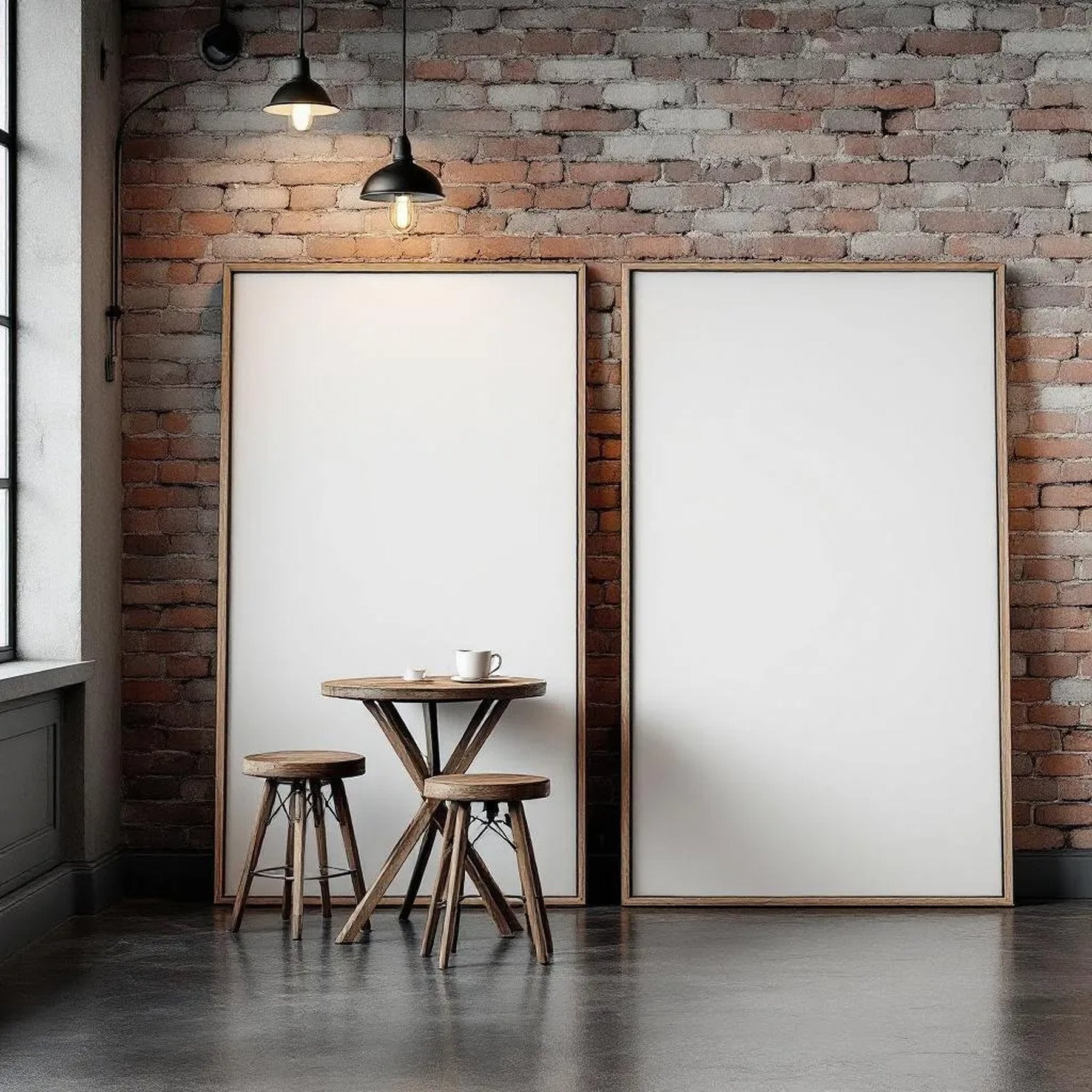 Cafe & Bar Premium Interior Mockup — Plain Square Frame Landscape 3:4 — Perspective View — #03058 | MockupBulk