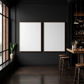 Cafe & Bar Wall Art Mockup — Plain Square Frame Landscape 3:4 — Perspective View — #03059 | MockupBulk