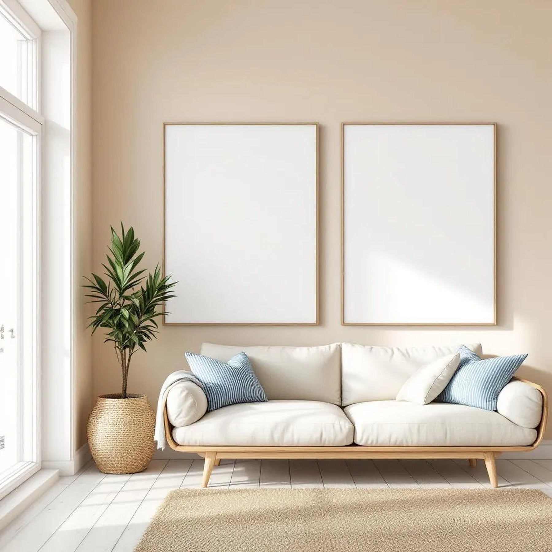 Coastal Frame Display Mockup — Plain Square Frame Portrait 2:3 — Perspective View — #02868 | MockupBulk