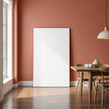 Dining Room Interior Frame Mockup — Plain Square Frame Portrait 2:3 — Perspective View — #02983 | MockupBulk
