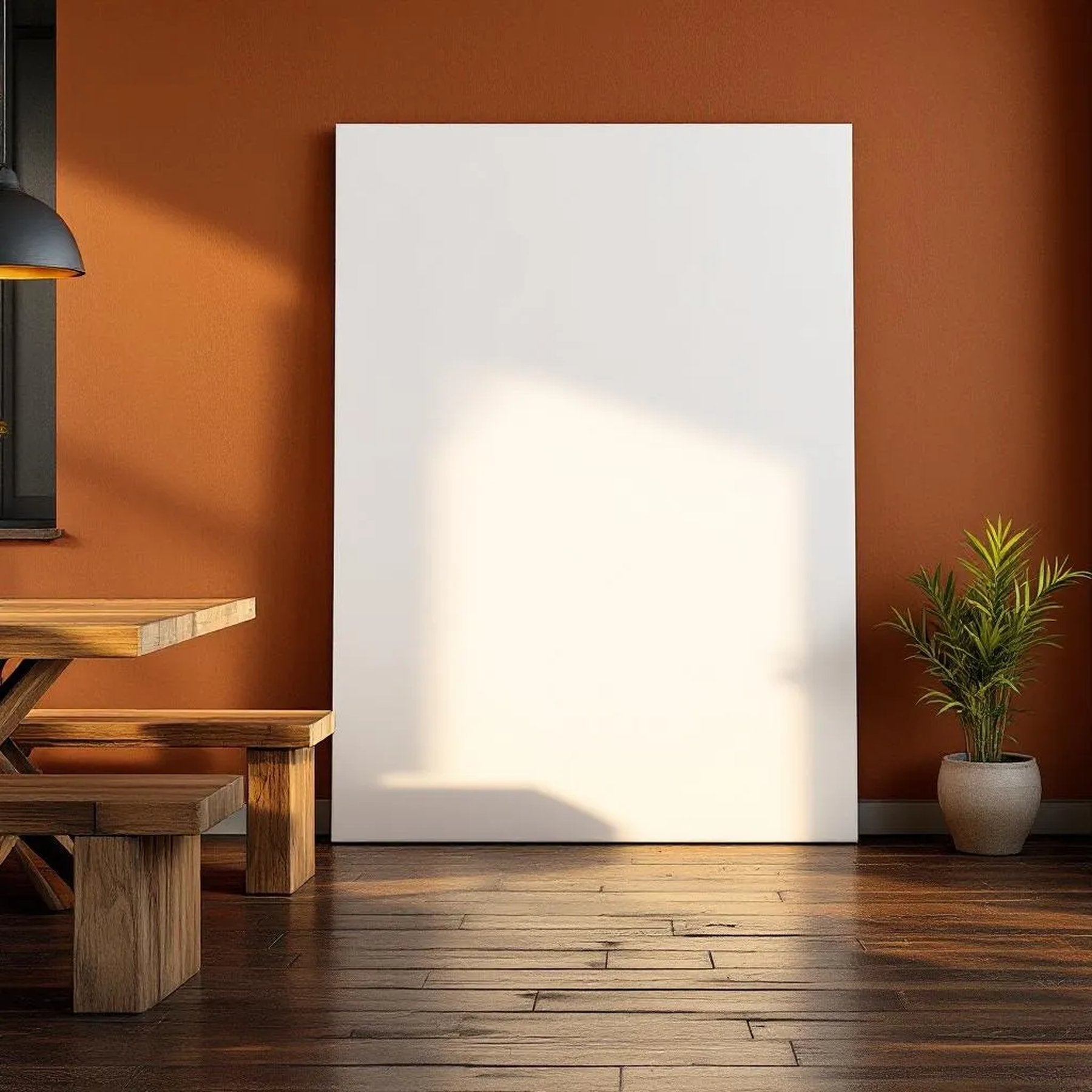 Dining Room Room Scene Mockup — Plain Square Frame Portrait 2:3 — Perspective View — #02985 | MockupBulk