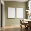 Dining Room Room Scene Mockup — Plain Square Frame Portrait 2:3 — Perspective View — #02987 | MockupBulk