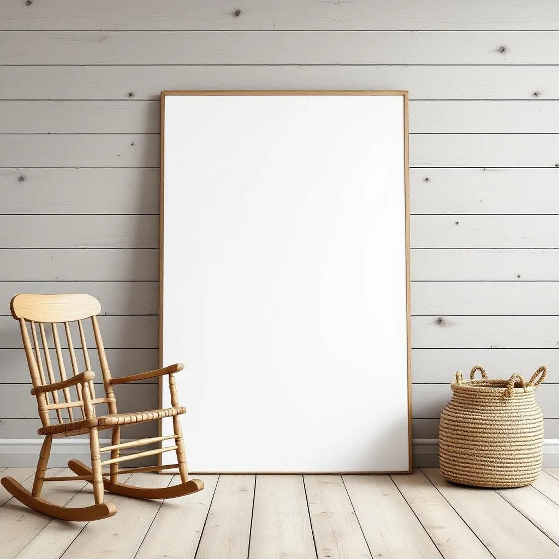 Farmhouse Frame Display Mockup — Plain Square Frame Portrait 2:3 — Perspective View — #03177 | MockupBulk
