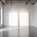 White Gallery Wall Wall Art Mockup — Plain Square Frame Portrait 2:3 — Perspective View — #02843 | MockupBulk