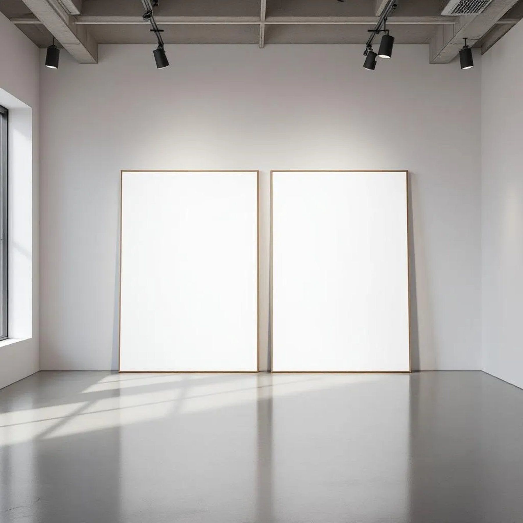 White Gallery Wall Wall Art Mockup — Plain Square Frame Portrait 2:3 — Perspective View — #02843 | MockupBulk