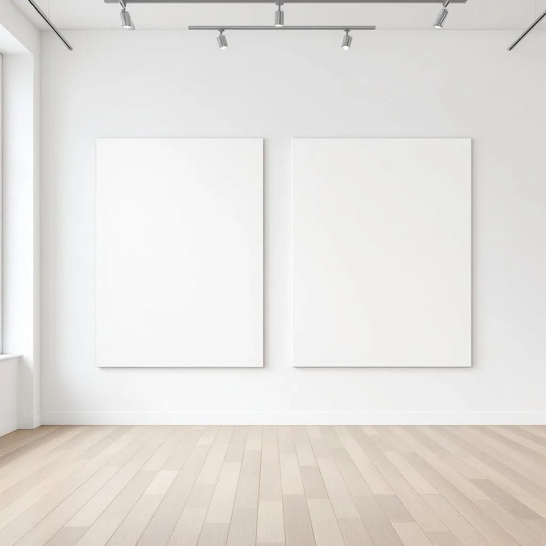 White Gallery Wall Frame Display Mockup — Plain Square Frame Square 1:1 — Perspective View — #02844 | MockupBulk