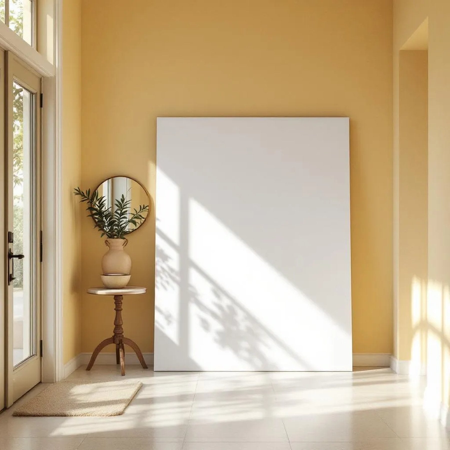 Hallway Editorial Room Mockup — Plain Square Frame Portrait 4:5 — Perspective View — #02961 | MockupBulk