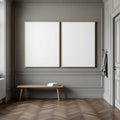 Hallway Frame Display Mockup — Plain Square Frame Landscape 3:4 — Perspective View — #02963 | MockupBulk