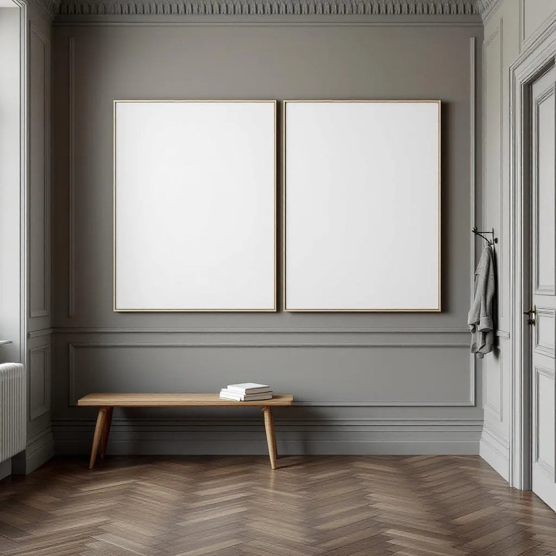 Hallway Frame Display Mockup — Plain Square Frame Landscape 3:4 — Perspective View — #02963 | MockupBulk