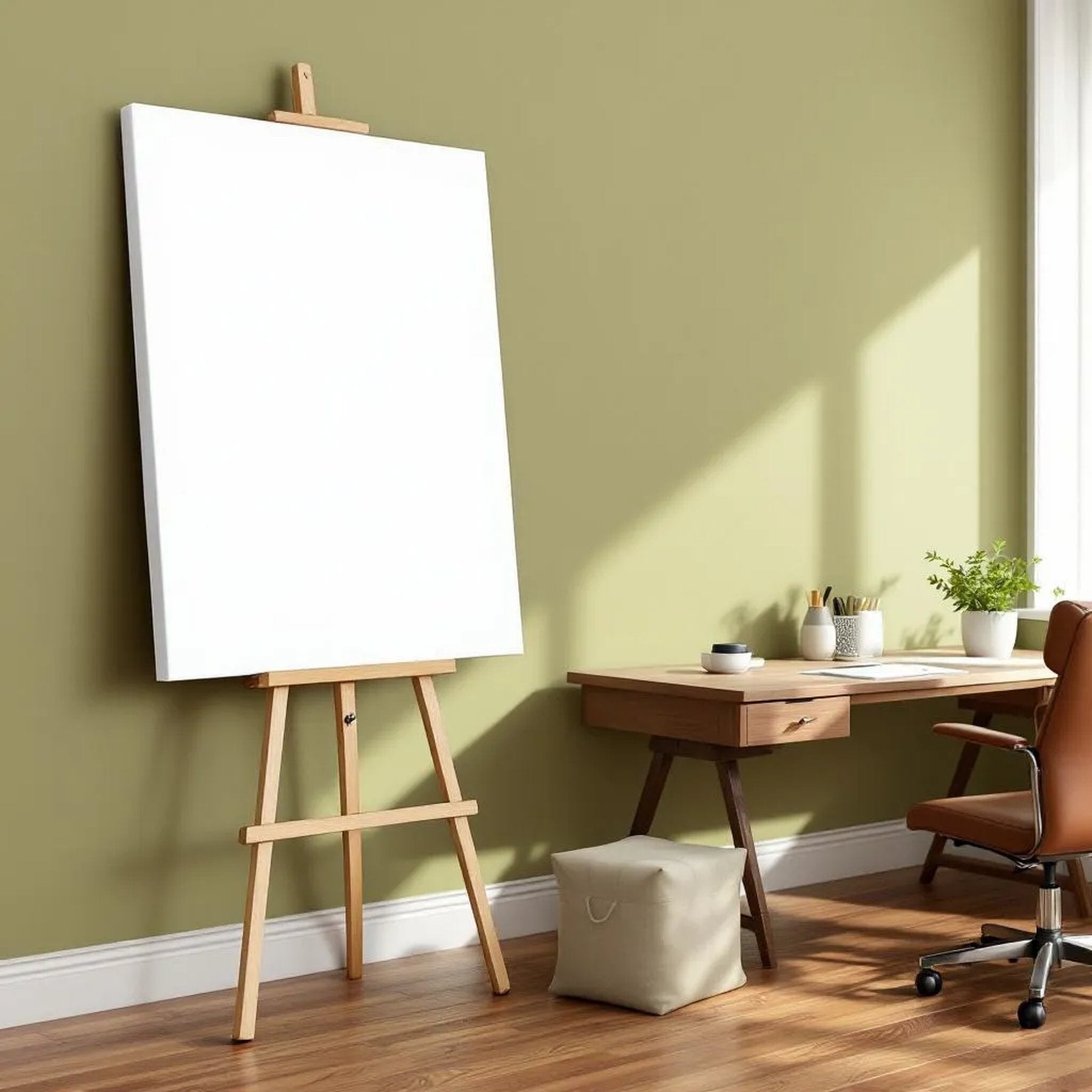 Home Office Frame Display Mockup — Plain Square Frame Portrait 2:3 — Perspective View — #02935 | MockupBulk