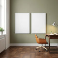 Home Office High-Res Frame Mockup — Plain Square Frame Portrait 2:3 — Perspective View — #02938 | MockupBulk