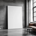 Industrial Loft Styled Room Mockup — Plain Square Frame Portrait 2:3 — Perspective View — #02743 | MockupBulk