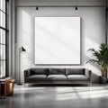 Industrial Loft Room Scene Mockup — Plain Square Frame Portrait 2:3 — Perspective View — #02745 | MockupBulk