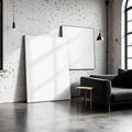 Industrial Loft Lifestyle Frame Mockup — Plain Square Frame Portrait 4:5 — Perspective View — #02748 | MockupBulk