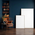 Library & Study Wall Art Mockup — Plain Square Frame Portrait 4:5 — Perspective View — #03082 | MockupBulk