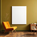 Mid-Century Modern Room Scene Mockup — Plain Square Frame Portrait 4:5 — Perspective View — #03152 | MockupBulk