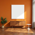 Mid-Century Modern Room Scene Mockup — Plain Square Frame Square 1:1 — Perspective View — #03153 | MockupBulk