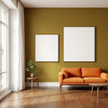Mid-Century Modern Interior Frame Mockup — Plain Square Frame Portrait 2:3 — Perspective View — #03155 | MockupBulk