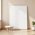Minimalist White High-Res Frame Mockup — Plain Square Frame Landscape 11x14 — Perspective View — #02695 | MockupBulk