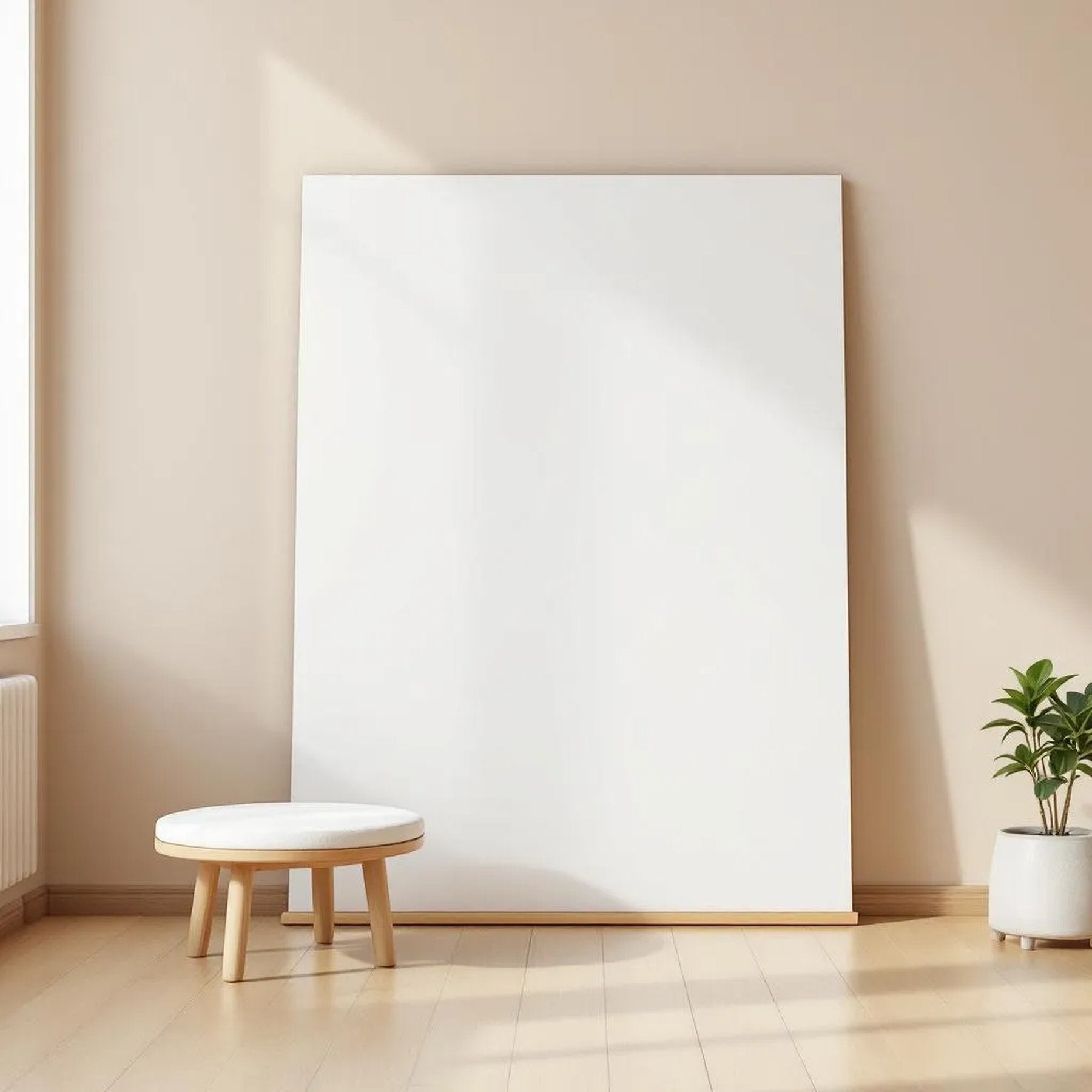 Minimalist White High-Res Frame Mockup — Plain Square Frame Landscape 11x14 — Perspective View — #02695 | MockupBulk
