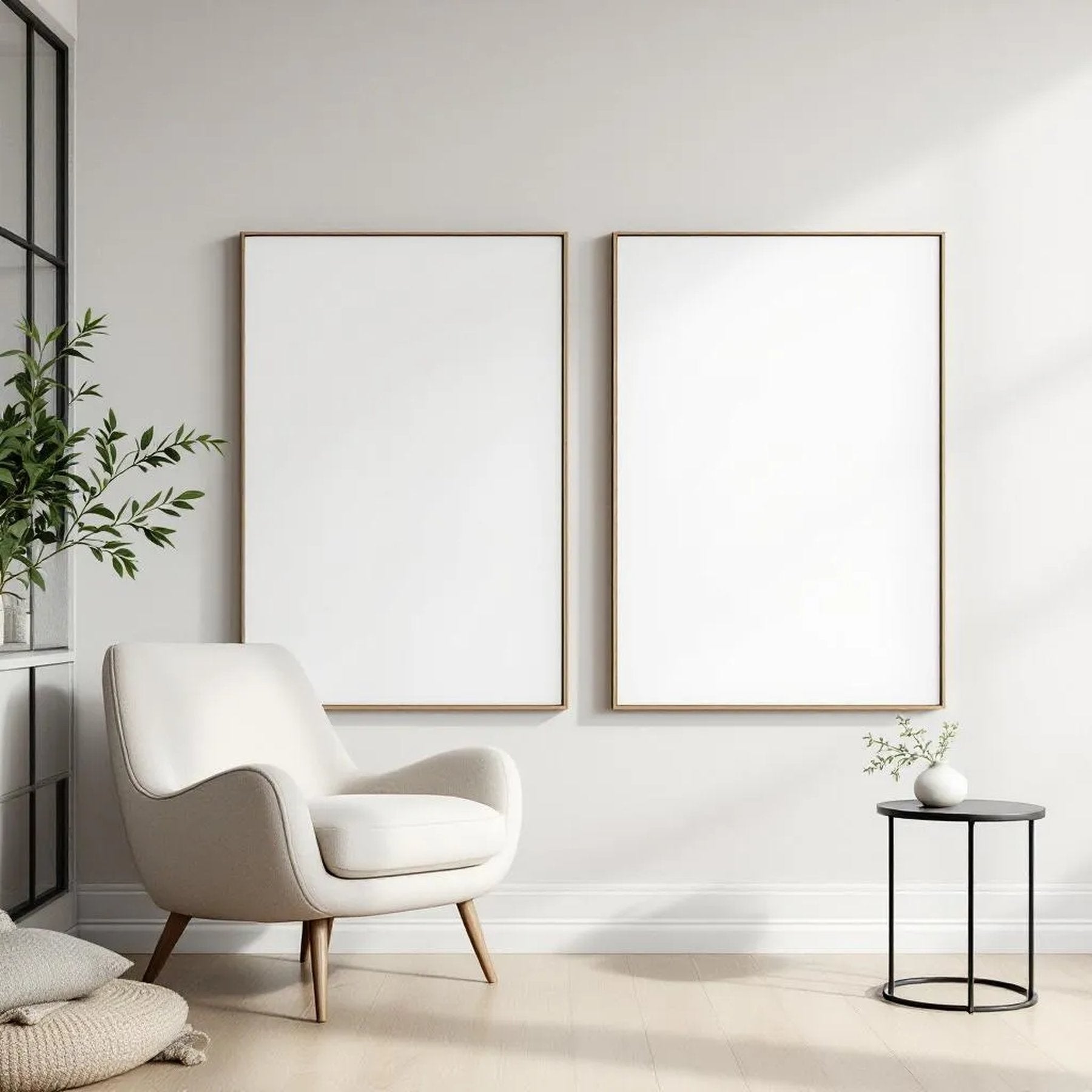 Minimalist White High-Res Frame Mockup — Plain Square Frame Square 1:1 — Perspective View — #02699 | MockupBulk
