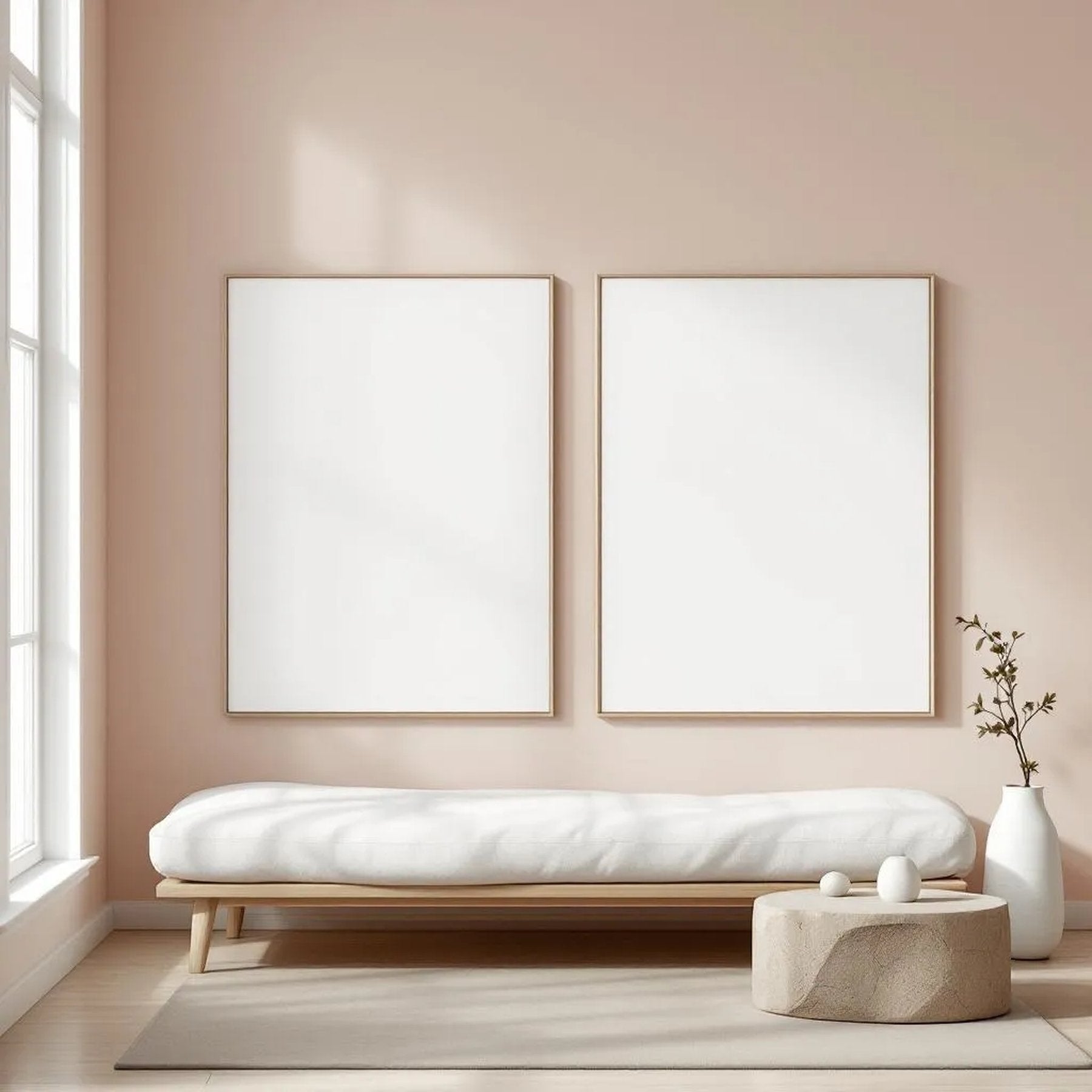 Minimalist White Professional Frame Mockup — Plain Square Frame Portrait 2:3 — Perspective View — #02700 | MockupBulk