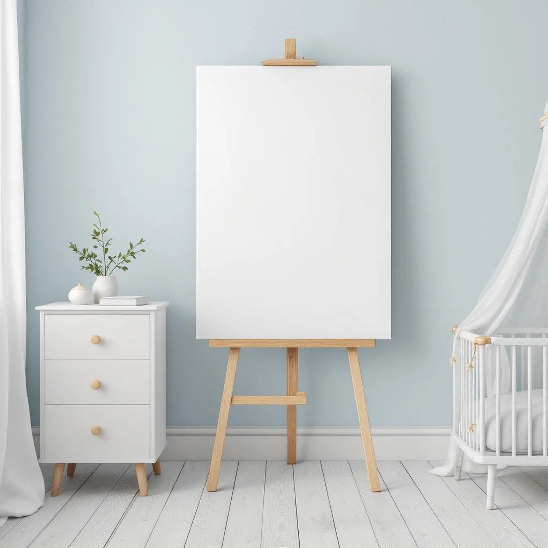 Nursery Frame Display Mockup — Plain Square Frame Portrait 5:7 — Perspective View — #02887 | MockupBulk