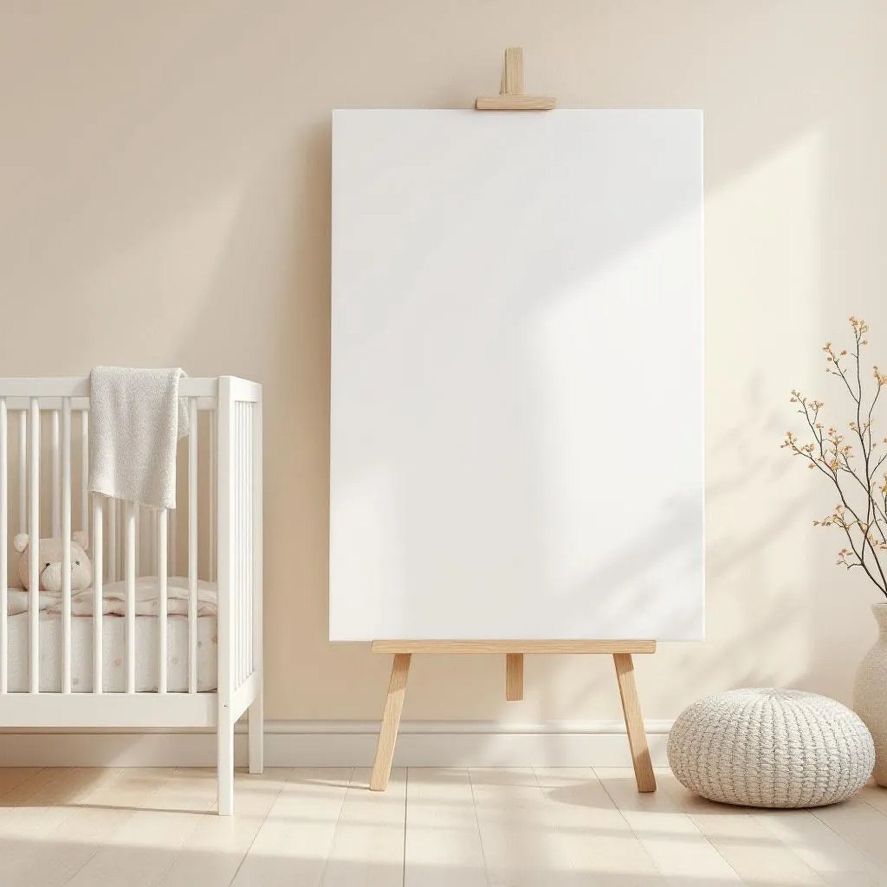 Nursery Styled Room Mockup — Plain Square Frame Portrait 2:3 — Perspective View — #02889 | MockupBulk
