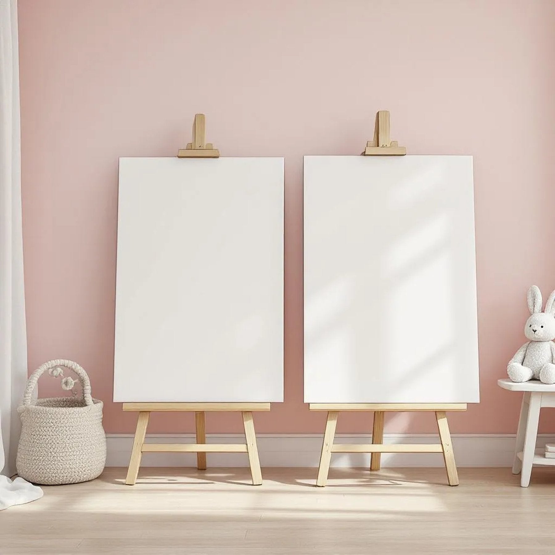 Nursery Frame Display Mockup — Plain Square Frame Portrait 2:3 — Perspective View — #02891 | MockupBulk