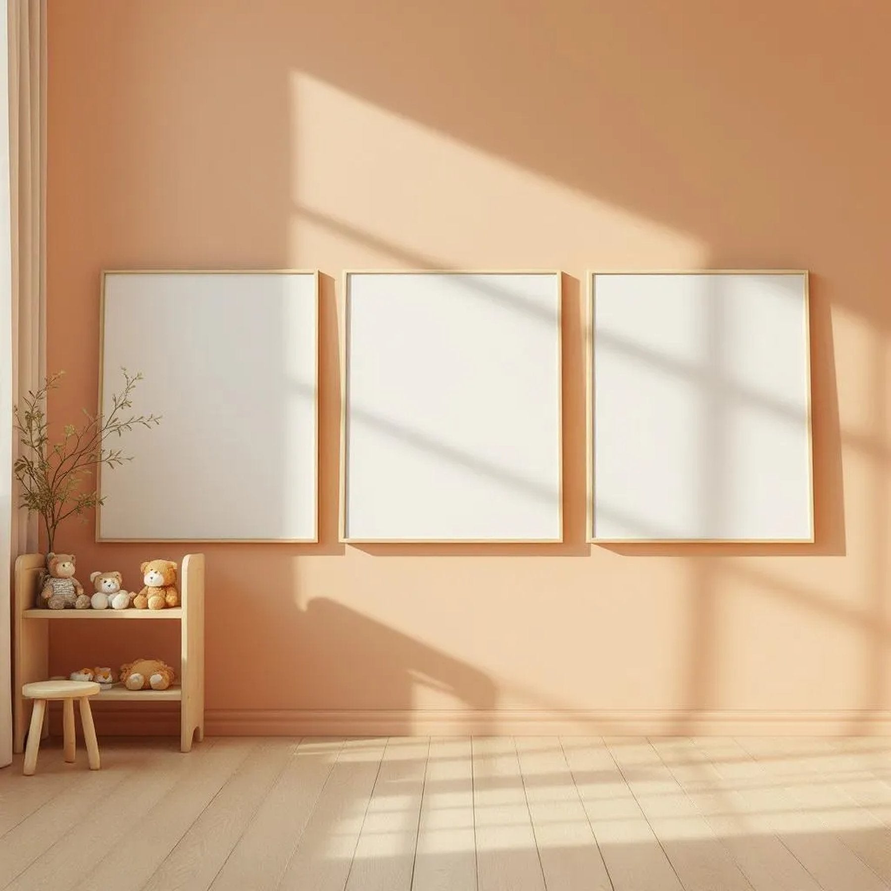 Nursery Premium Interior Mockup — Plain Square Frame Portrait 4:5 — Perspective View — #03194 | MockupBulk