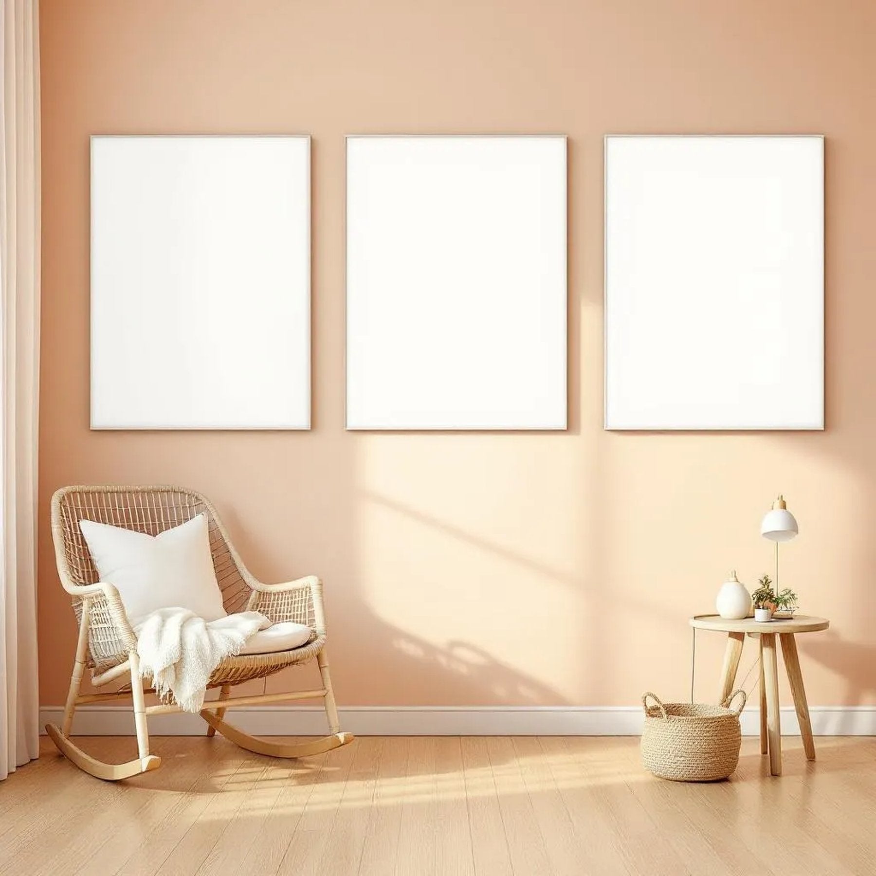 Nursery Interior Frame Mockup — Plain Square Frame Portrait 2:3 — Perspective View — #03198 | MockupBulk