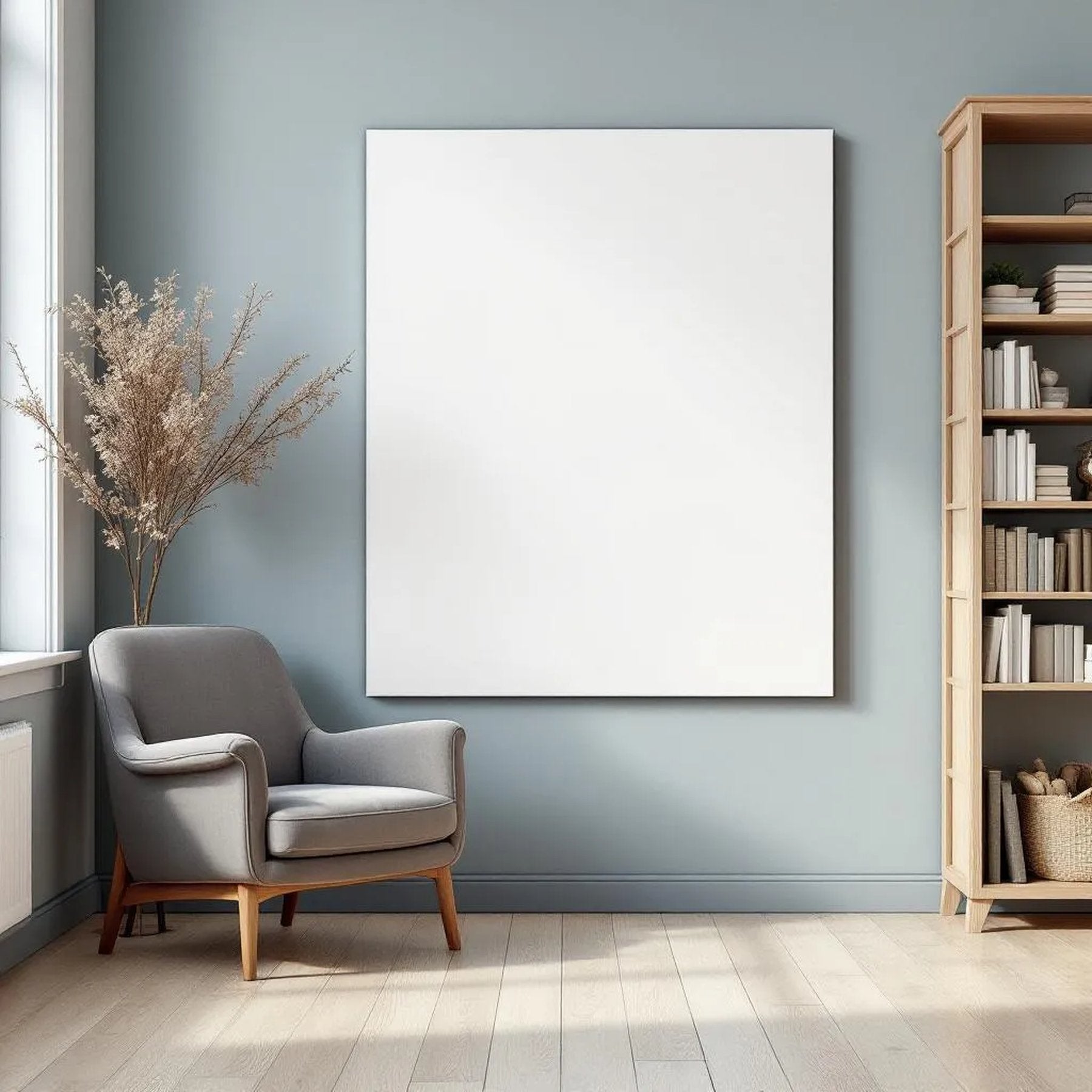 Reading Nook Frame Display Mockup — Plain Square Frame Portrait 2:3 — Perspective View — #03008 | MockupBulk